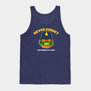 Michigan Cheeseburger Never Forget 2023 // Funny Football Cheeseburger Tank Top